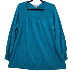 Precious Fibers Womens Cashmere Sweater 1X Turquoise Casual Spring